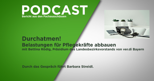 Intrografik zum Podcast 'Belastungen Pflegekräfte abbauen'