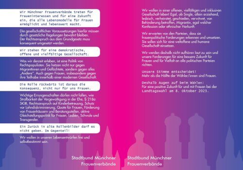 Flyer Stadtbund Münchner Frauenverbände Rückseite